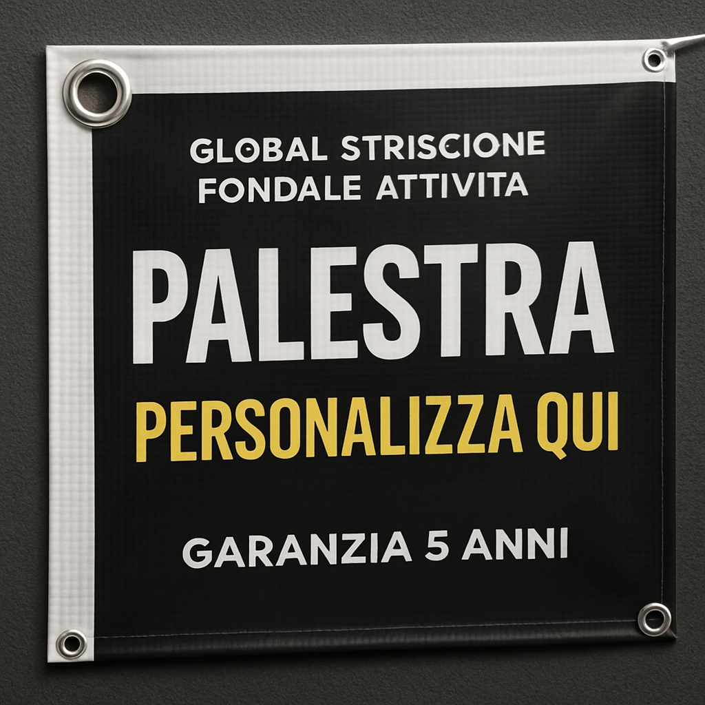 GLOBAL STRISCIONE FONDALE ATTIVITÀ - PALESTRA - PERSONALIZZATO IN CARTA O IN BANNER PVC ANCHE DA ESTERNO GARANZIA 5 ANNI - 02 dettaglio personalizzazione