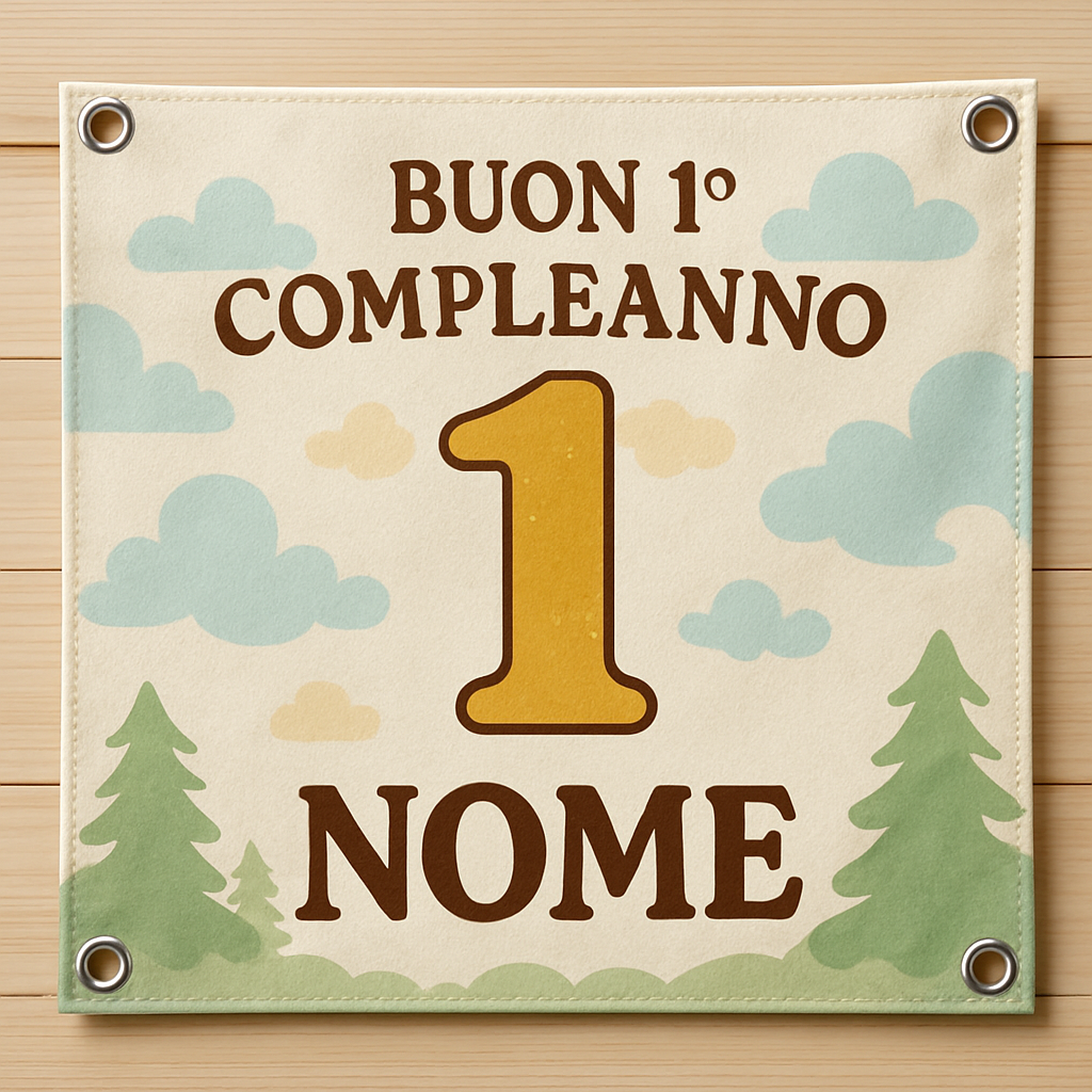 BANNER STRISCIONE PRIMO compleanno - winnie the pooh - CON NOME bimbo bimba - 02 dettaglio personalizzazione