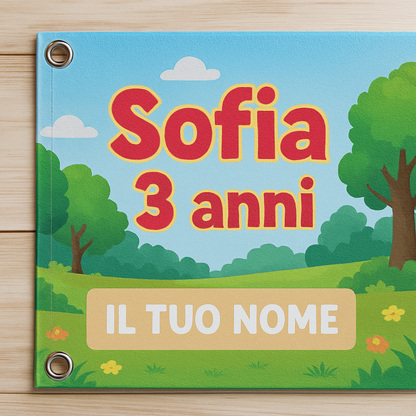 BANNER STRISCIONE compleanno - masha e orso- CON NOME ED ETA' bimba bambina BIMB - 02 dettaglio personalizzazione