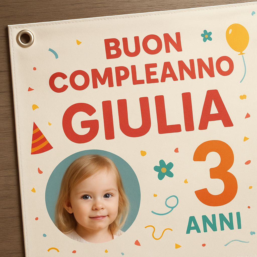 BANNER STRISCIONE compleanno - Spiderman - CON NOME foto ed età bimbo/a - 02 dettaglio personalizzazione