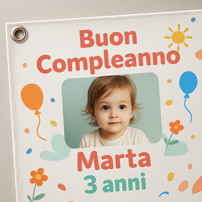 BANNER STRISCIONE compleanno - Minecraft - CON NOME foto ed età bimbo/a - 02 dettaglio personalizzazione