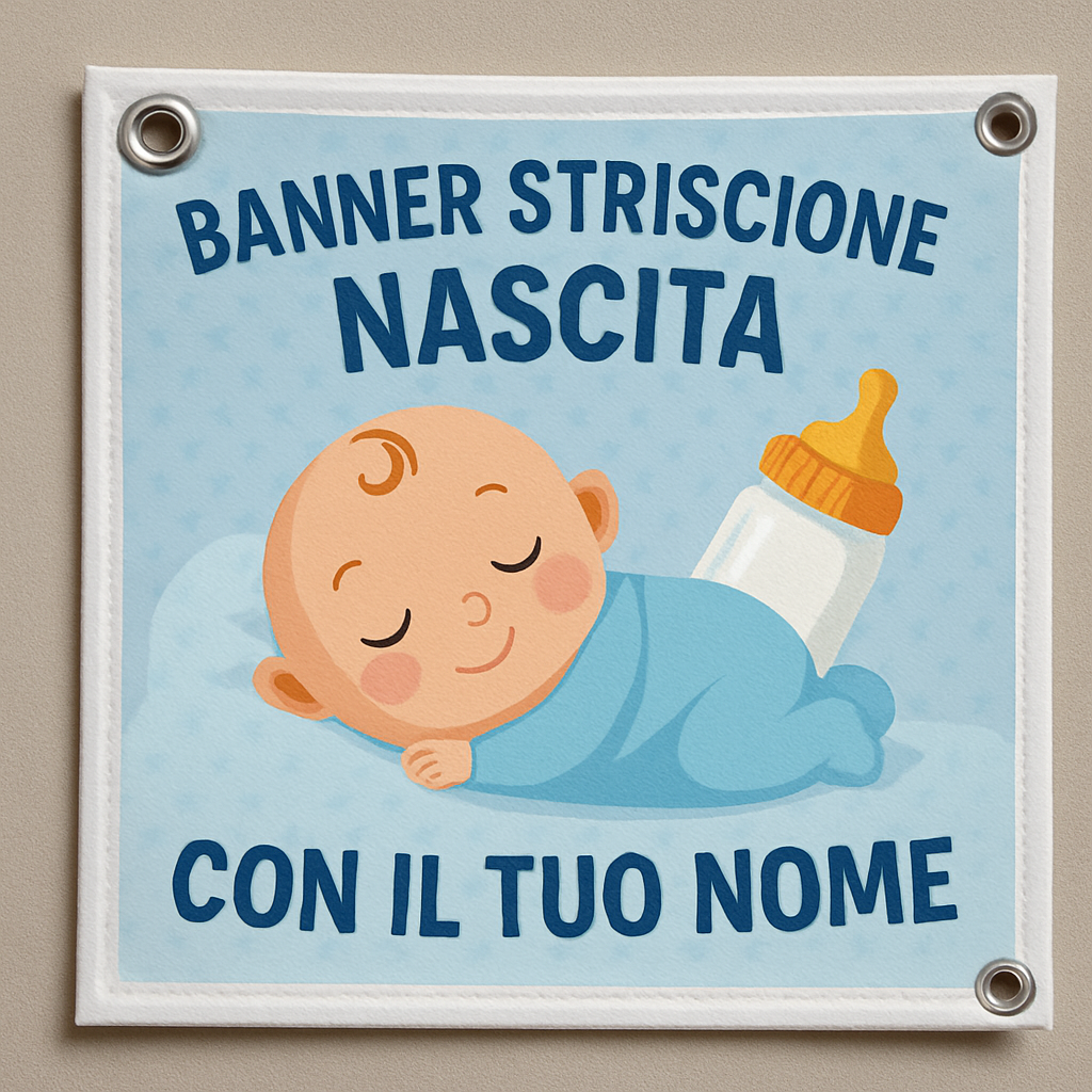 BANNER STRISCIONE NASCITA - Neonato Biberon - CON IL TUO NOME bimbo neonato - 02 dettaglio personalizzazione