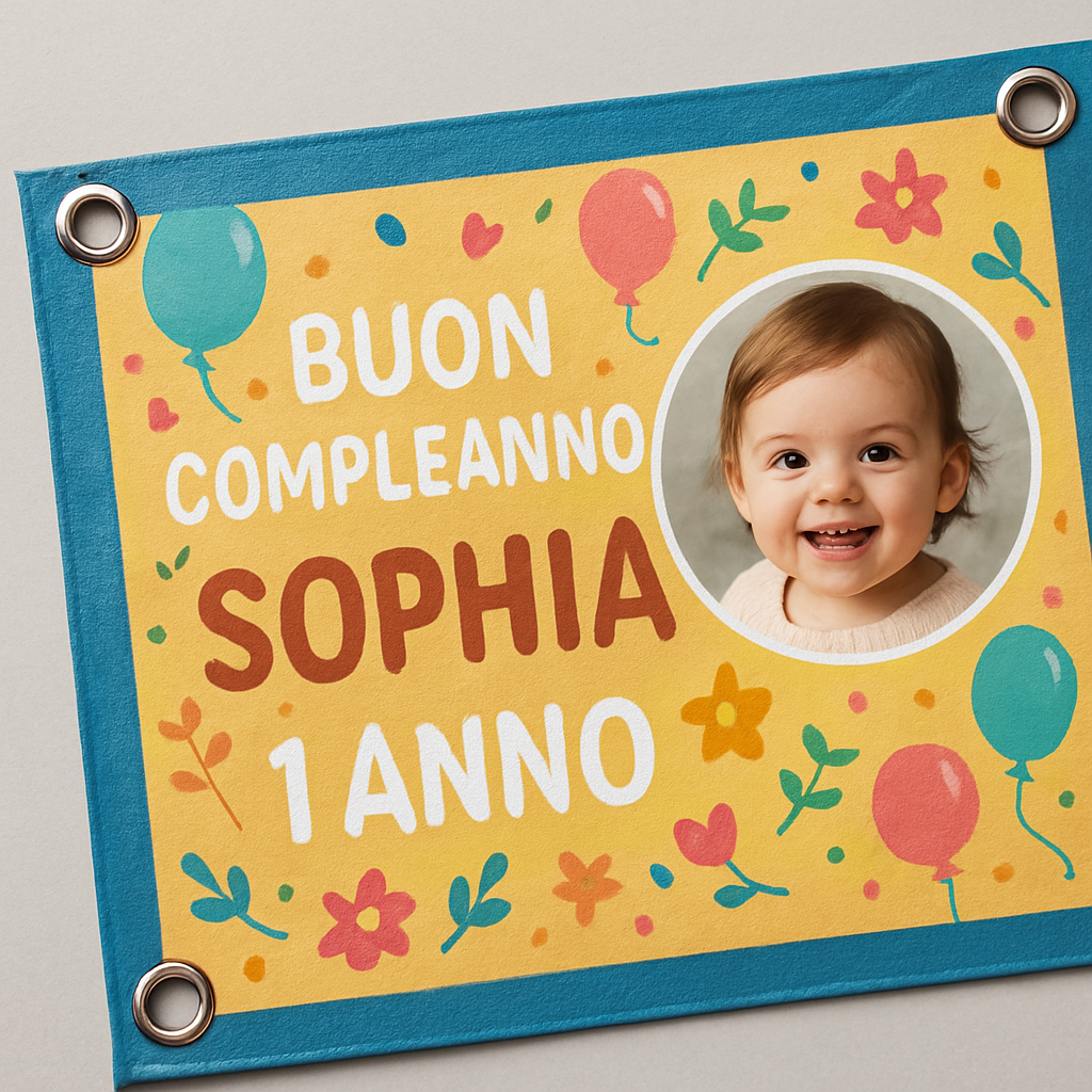 BANNER STRISCIONE compleanno - Spiderman - CON NOME foto ed età bimbo/a - 02 dettaglio personalizzazione