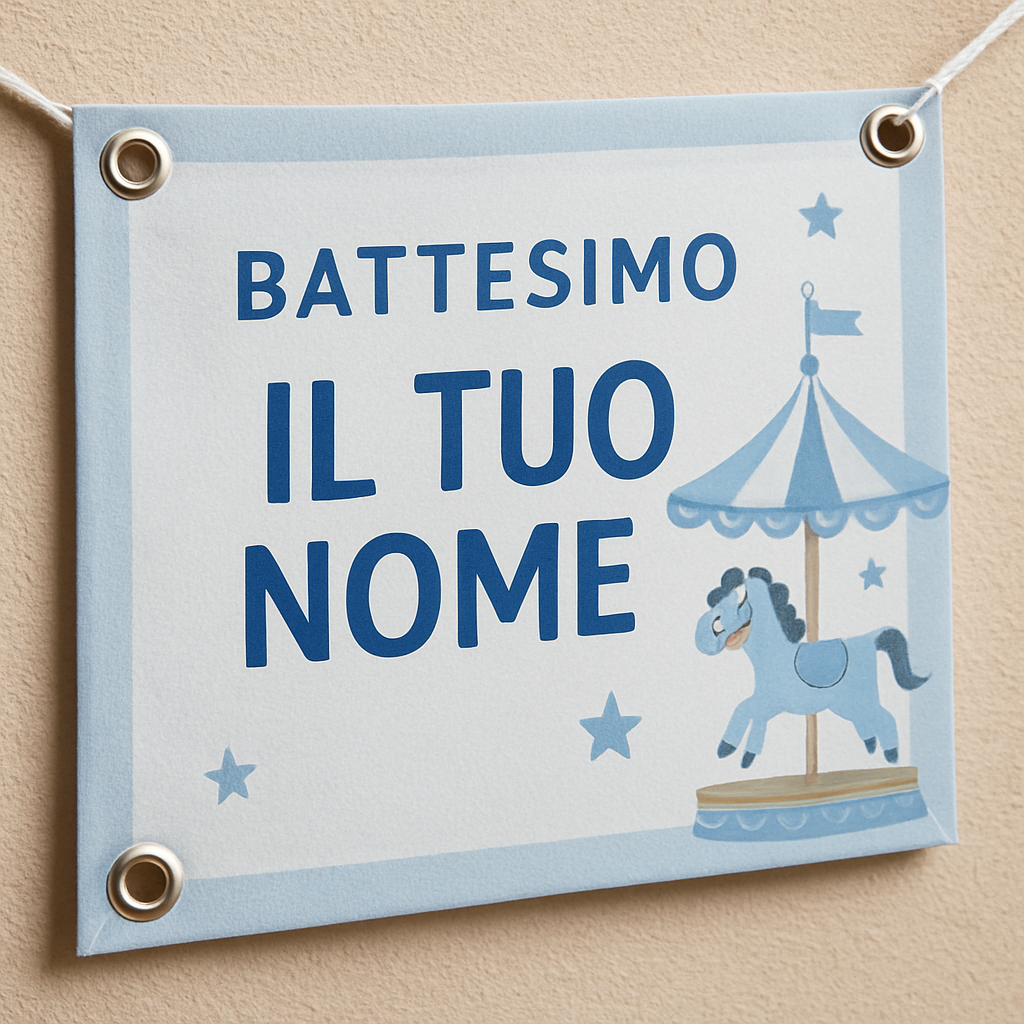BANNER STRISCIONE BATTESIMO - Carosello mod.2 - CON IL TUO NOME bimbo - 02 dettaglio personalizzazione