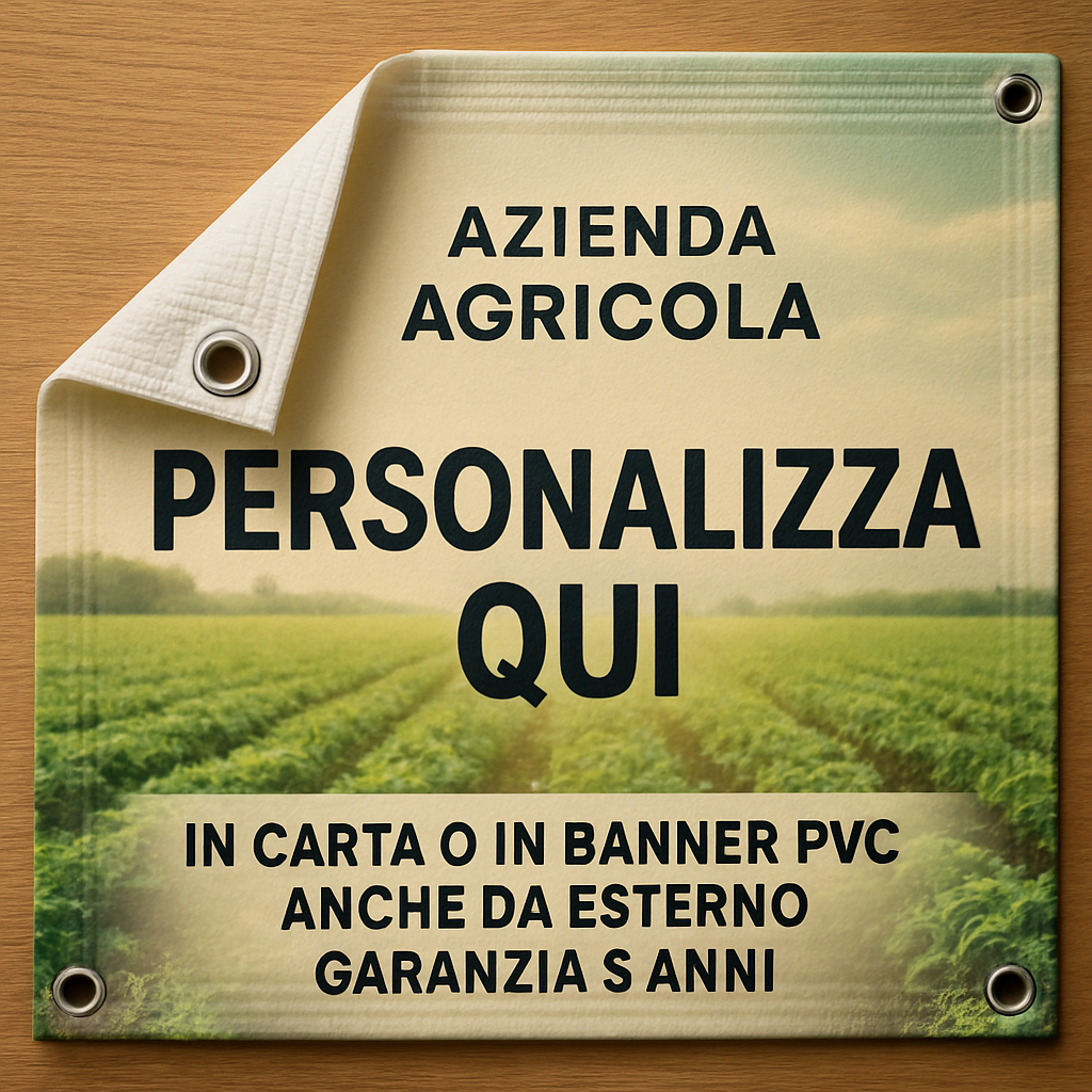 GLOBAL STRISCIONE FONDALE ATTIVITÀ - AZIENDA AGRICOLA - PERSONALIZZATO IN CARTA O IN BANNER PVC ANCHE DA ESTERNO GARANZIA 5 ANNI - 02 dettaglio personalizzazione