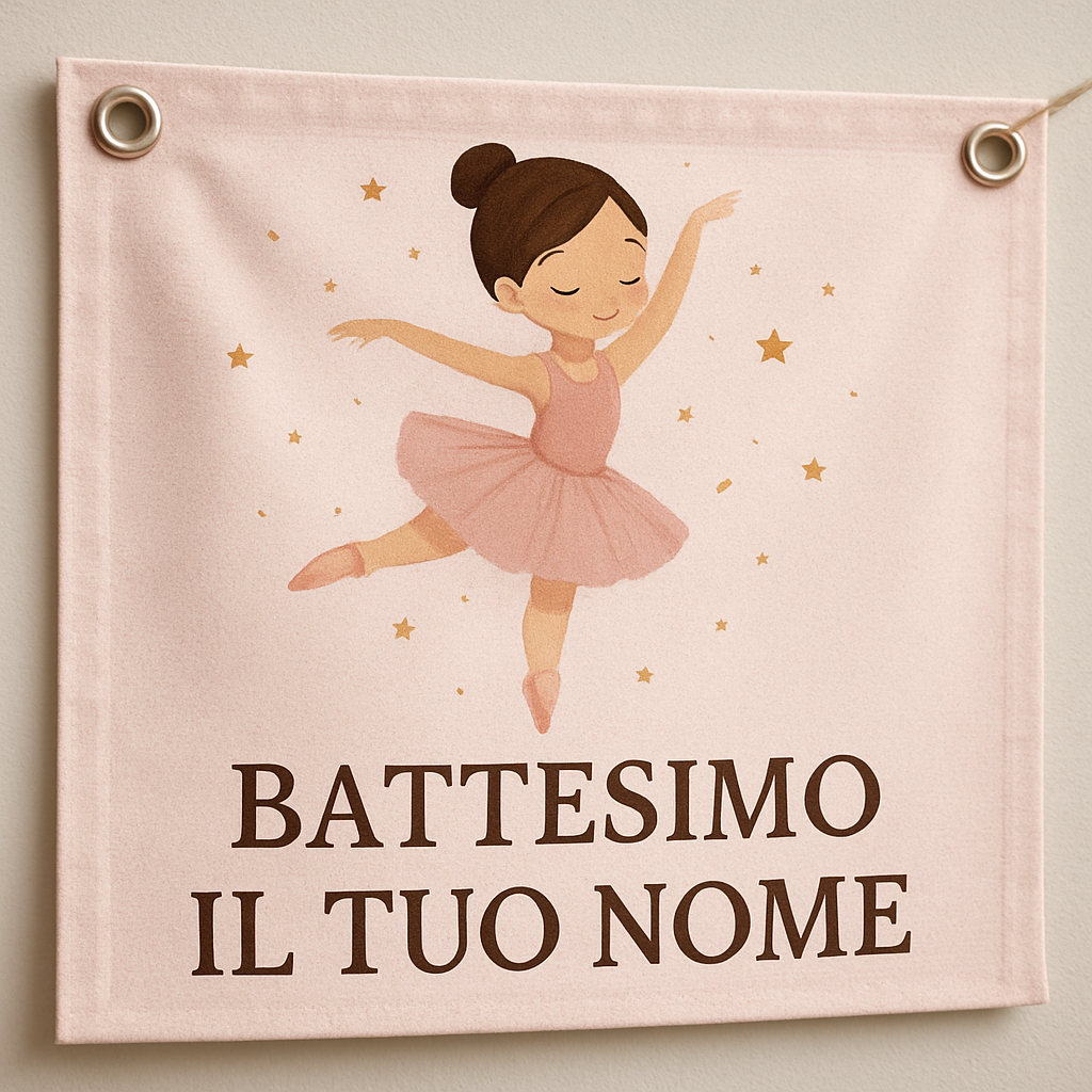 Banner striscione battesimo Ballerina Rotante personalizzato - 02 dettaglio personalizzazione