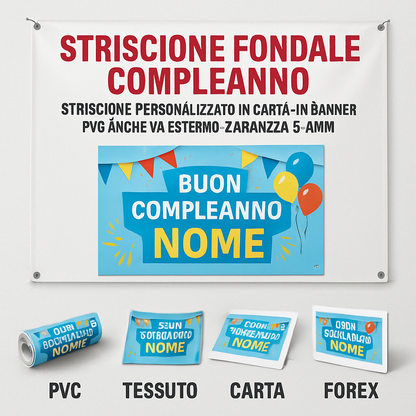 GLOBAL STRISCIONE FONDALE COMPLEANNO - Alvin e i Chipmunks - STRISCIONE PERSONALIZZATO IN CARTA O IN BANNER PVC ANCHE DA ESTERNO GARANZIA 5 ANNI - 03 materiali