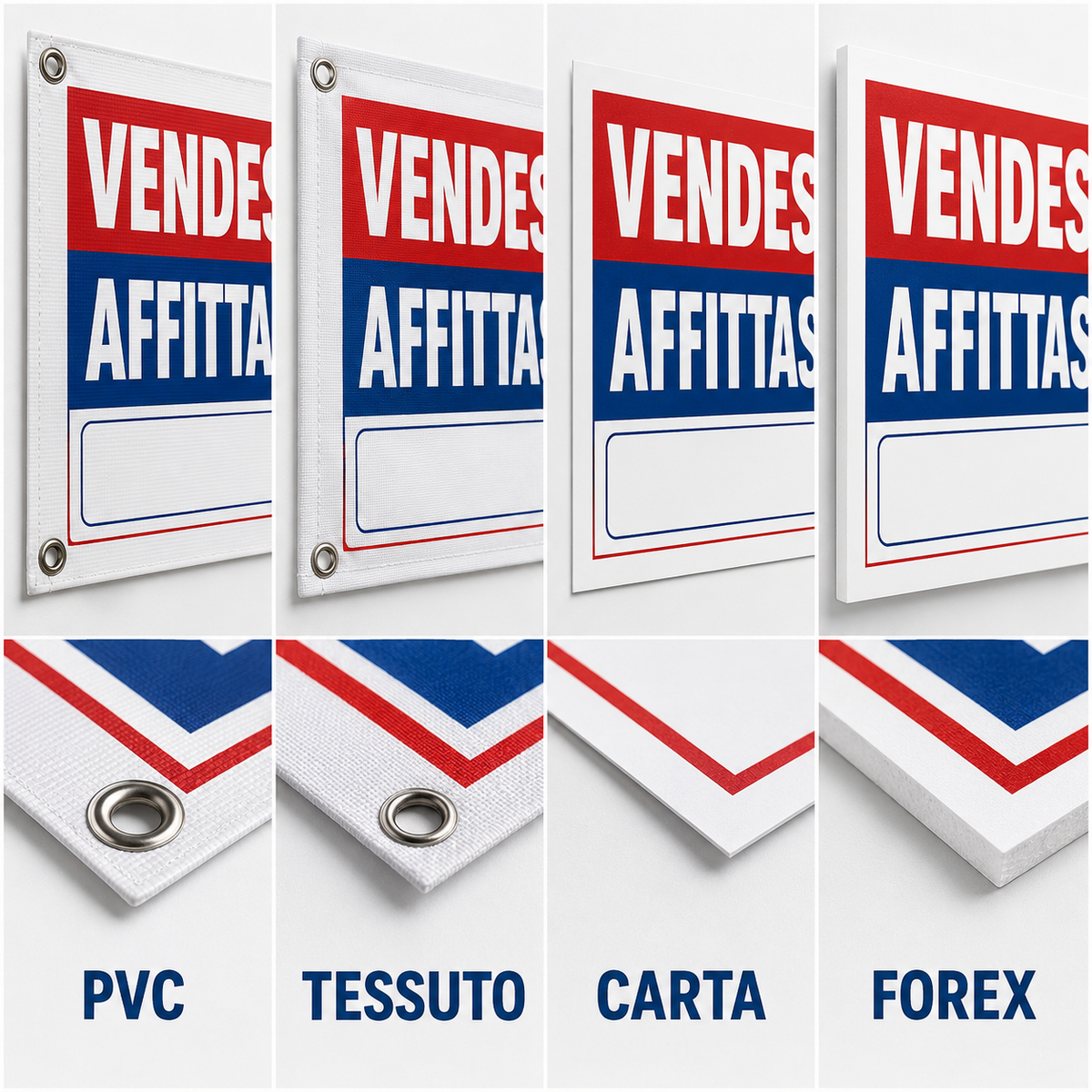 Striscione Vendesi Affittasi personalizzato - 03 materiali