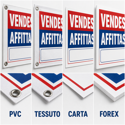 Striscione Vendesi Affittasi personalizzato - 03 materiali