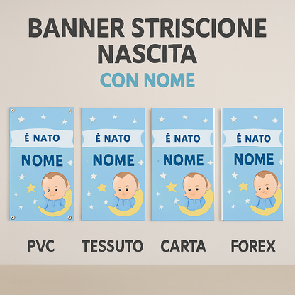 BANNER STRISCIONE NASCITA - Topolino Baby - CON NOME bimbo/a - 03 materiali