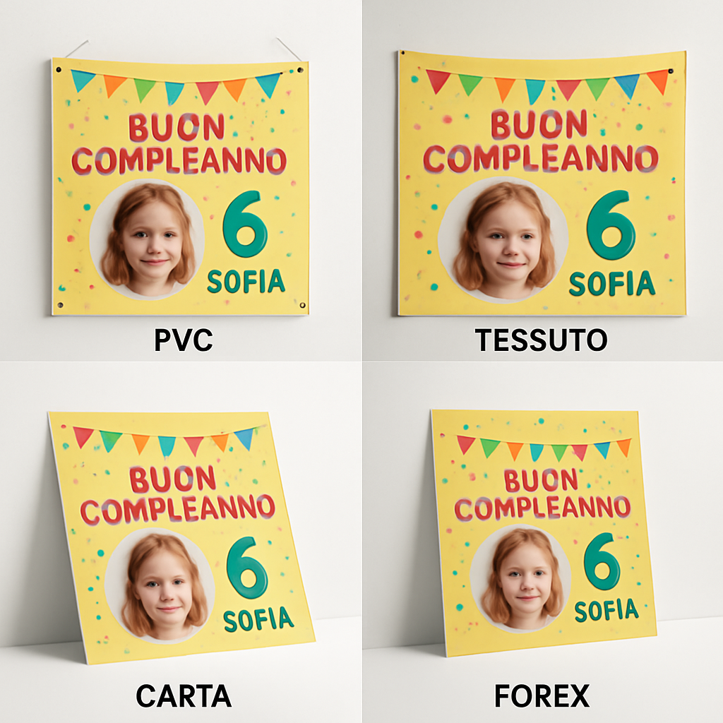 BANNER STRISCIONE compleanno - Spiderman - CON NOME foto ed età bimbo/a - 03 materiali