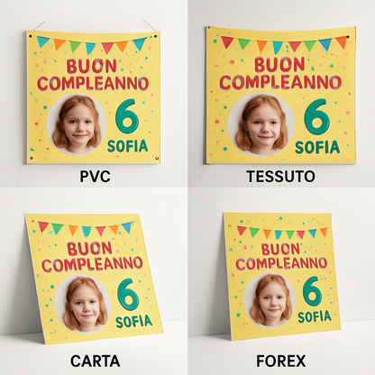 BANNER STRISCIONE compleanno - Spiderman - CON NOME foto ed età bimbo/a - 03 materiali