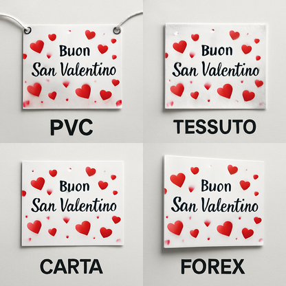 GLOBAL STRISCIONE FONDALE ANNIVERSARIO - BUON SAN VALENTINO MOD 6 - IN CARTA O IN BANNER PVC ANCHE DA ESTERNO GARANZIA 5 ANNI - 03 materiali