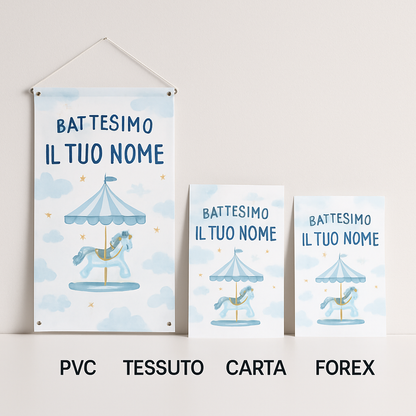 BANNER STRISCIONE BATTESIMO - Carosello Carillon - CON IL TUO NOME bimbo - 03 materiali