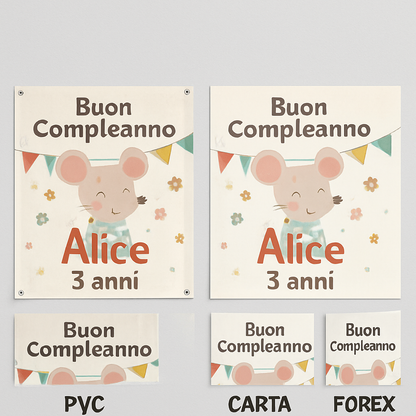 BANNER STRISCIONE compleanno - Mickey Mouse - CON NOME foto ed età bimbo/a - 03 materiali