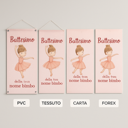 Banner striscione battesimo Ballerina Rotante personalizzato - 03 materiali