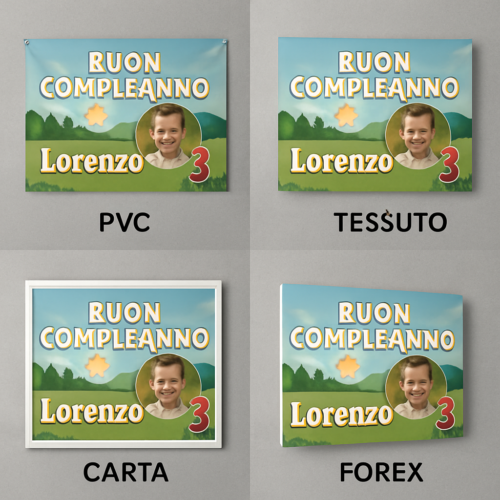 BANNER STRISCIONE compleanno - Masha e Orso MOD 2 - CON NOME foto ed età bimbo/a - 03 materiali