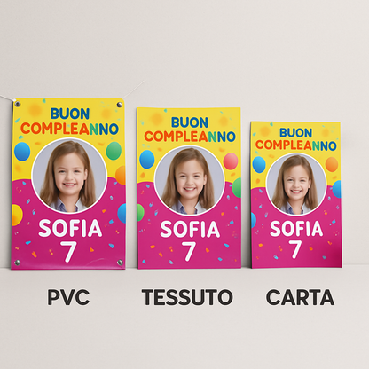 BANNER STRISCIONE compleanno - Me Contro Te - CON NOME foto ed età bimbo/a - 03 materiali