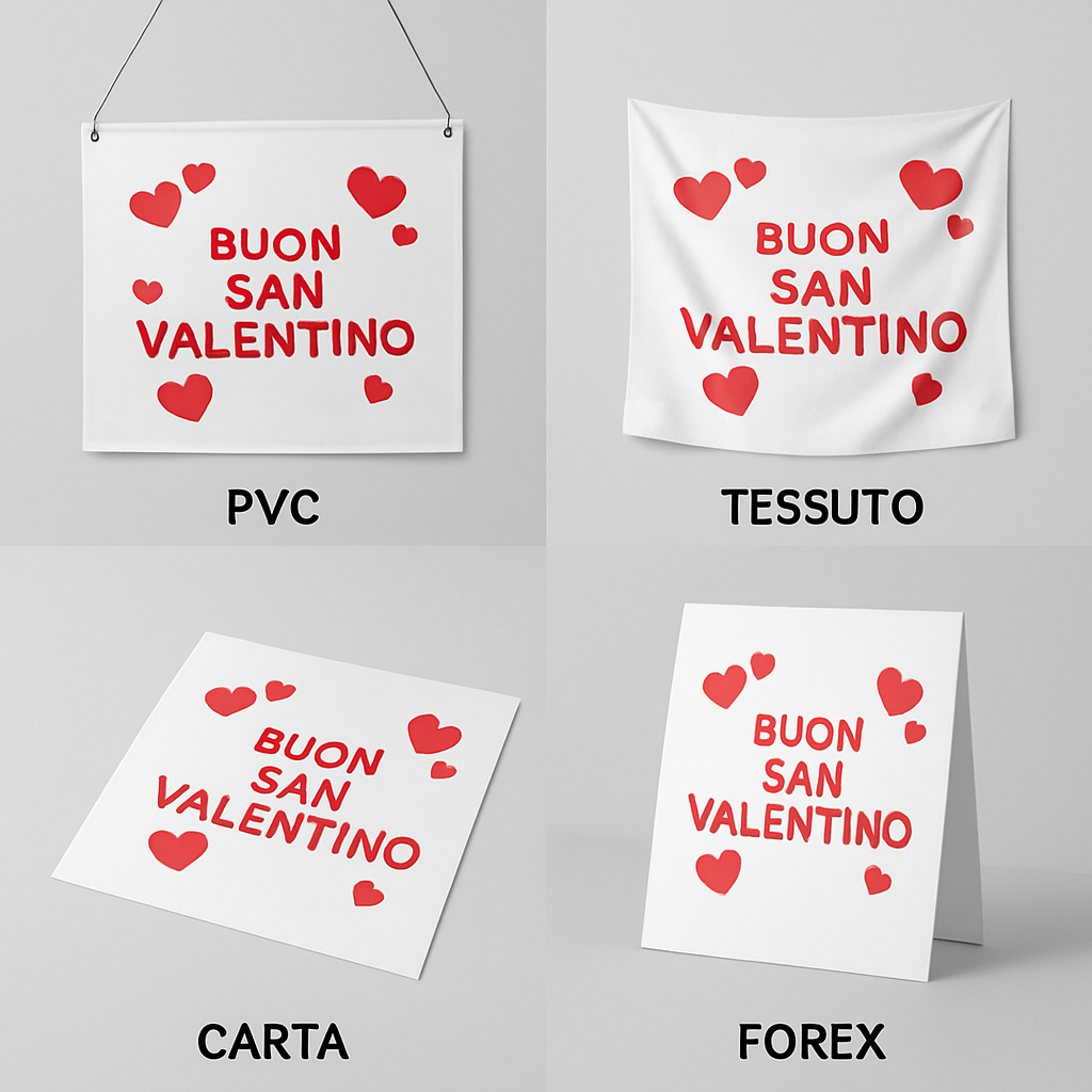 GLOBAL STRISCIONE FONDALE ANNIVERSARIO - BUON SAN VALENTINO MOD 2 - IN CARTA O IN BANNER PVC ANCHE DA ESTERNO GARANZIA 5 ANNI - 03 materiali