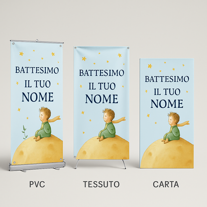 BANNER STRISCIONE BATTESIMO - il piccolo principe mod.3 - CON IL TUO NOME bimbo - 03 materiali