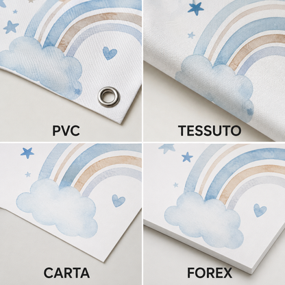 Banner battesimo Arcobaleno personalizzato - 03 materiali