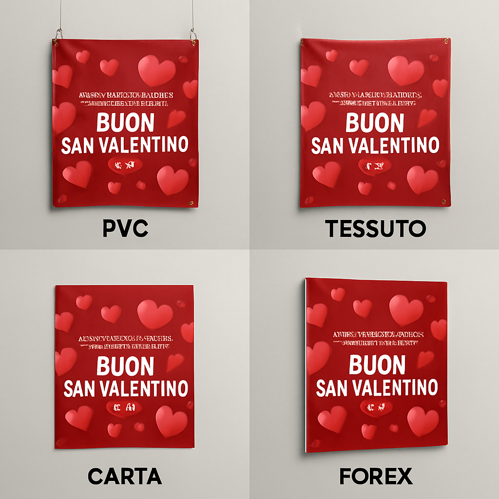 GLOBAL STRISCIONE FONDALE ANNIVERSARIO - BUON SAN VALENTINO MOD 3 - IN CARTA O IN BANNER PVC ANCHE DA ESTERNO GARANZIA 5 ANNI - 03 materiali