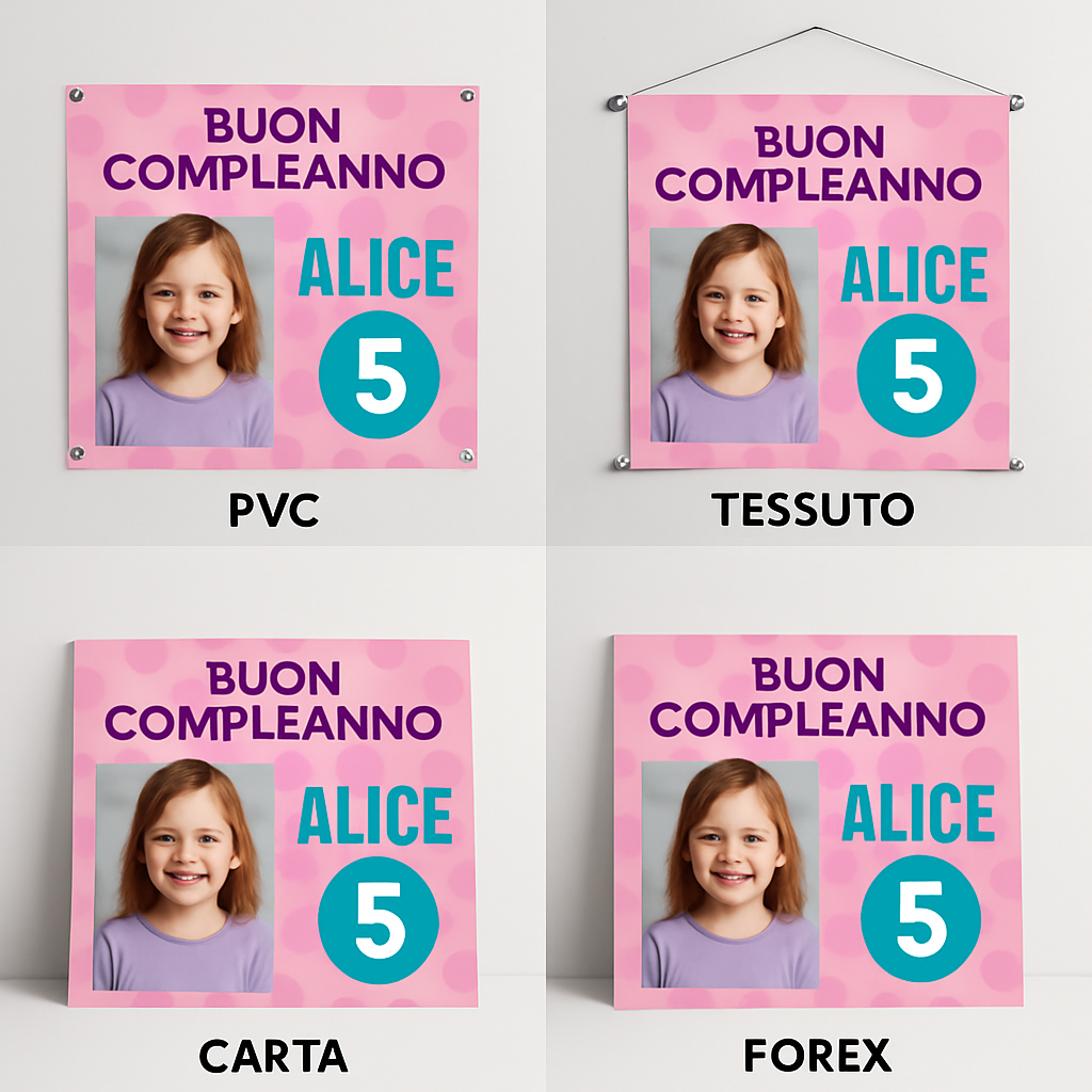 BANNER STRISCIONE compleanno - LOL Surprise - CON NOME foto ed età bimbo/a - 03 materiali