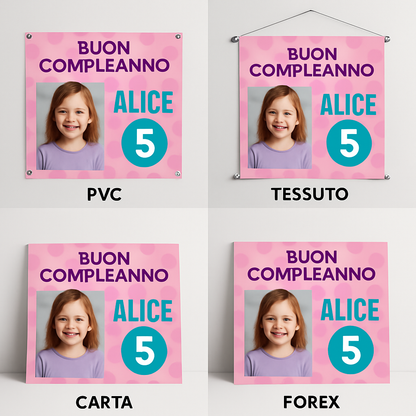 BANNER STRISCIONE compleanno - LOL Surprise - CON NOME foto ed età bimbo/a - 03 materiali