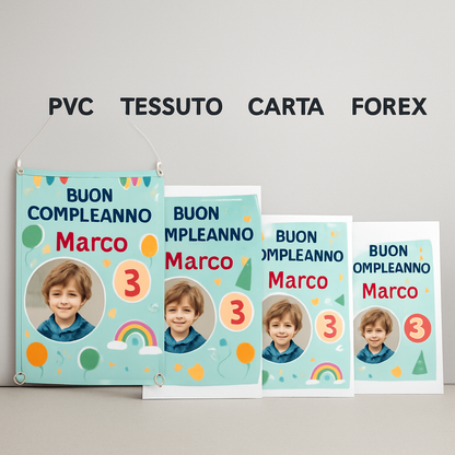 BANNER STRISCIONE compleanno - LEGO - CON FOTO NOME E NUMERO bimbo bambino - 03 materiali