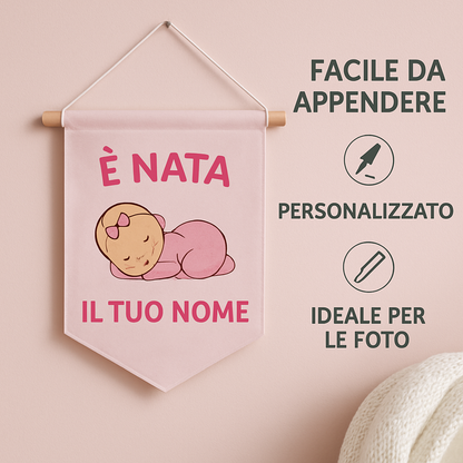 BANNER STRISCIONE NASCITA - Bambina Rosa - CON IL TUO NOME bimbo neonato - 04 benefici utilizzo
