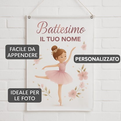 Banner striscione battesimo Ballerina Rotante personalizzato - 04 benefici utilizzo