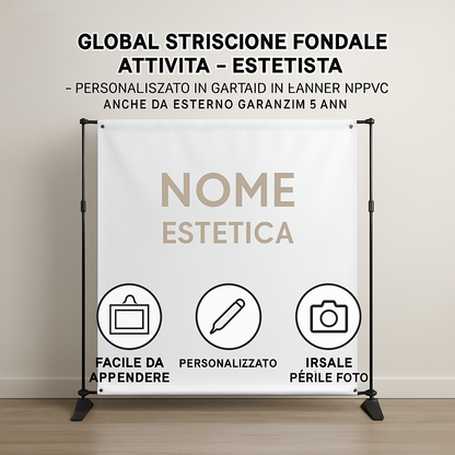 GLOBAL STRISCIONE FONDALE ATTIVITÀ - ESTETISTA - PERSONALIZZATO IN CARTA O IN BANNER PVC ANCHE DA ESTERNO GARANZIA 5 ANNI - 04 benefici utilizzo