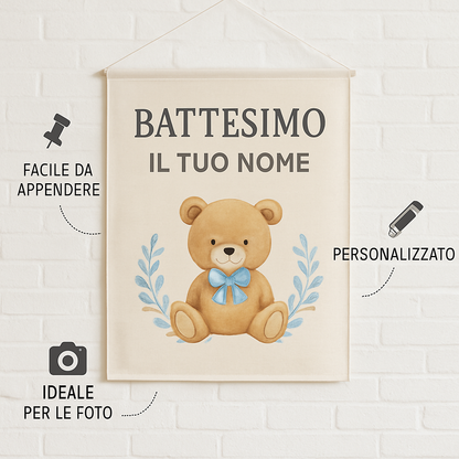 BANNER STRISCIONE BATTESIMO - Battesimo Orsetto - CON IL TUO NOME bimbo - 04 benefici utilizzo