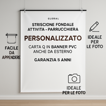 GLOBAL STRISCIONE FONDALE ATTIVITÀ - PARRUCCHIERA - PERSONALIZZATO IN CARTA O IN BANNER PVC ANCHE DA ESTERNO GARANZIA 5 ANNI - 04 benefici utilizzo