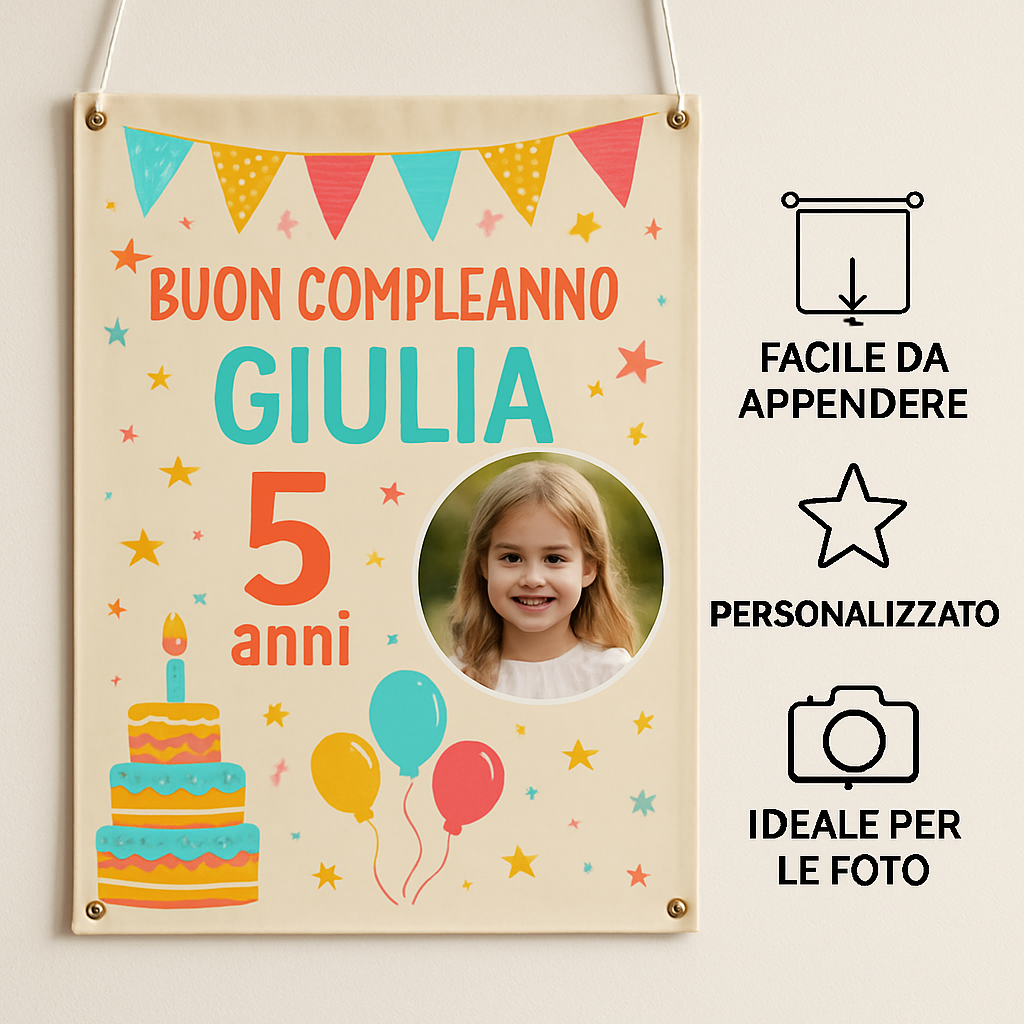 BANNER STRISCIONE compleanno - Lego - CON NOME foto ed età bimbo/a - 04 benefici utilizzo