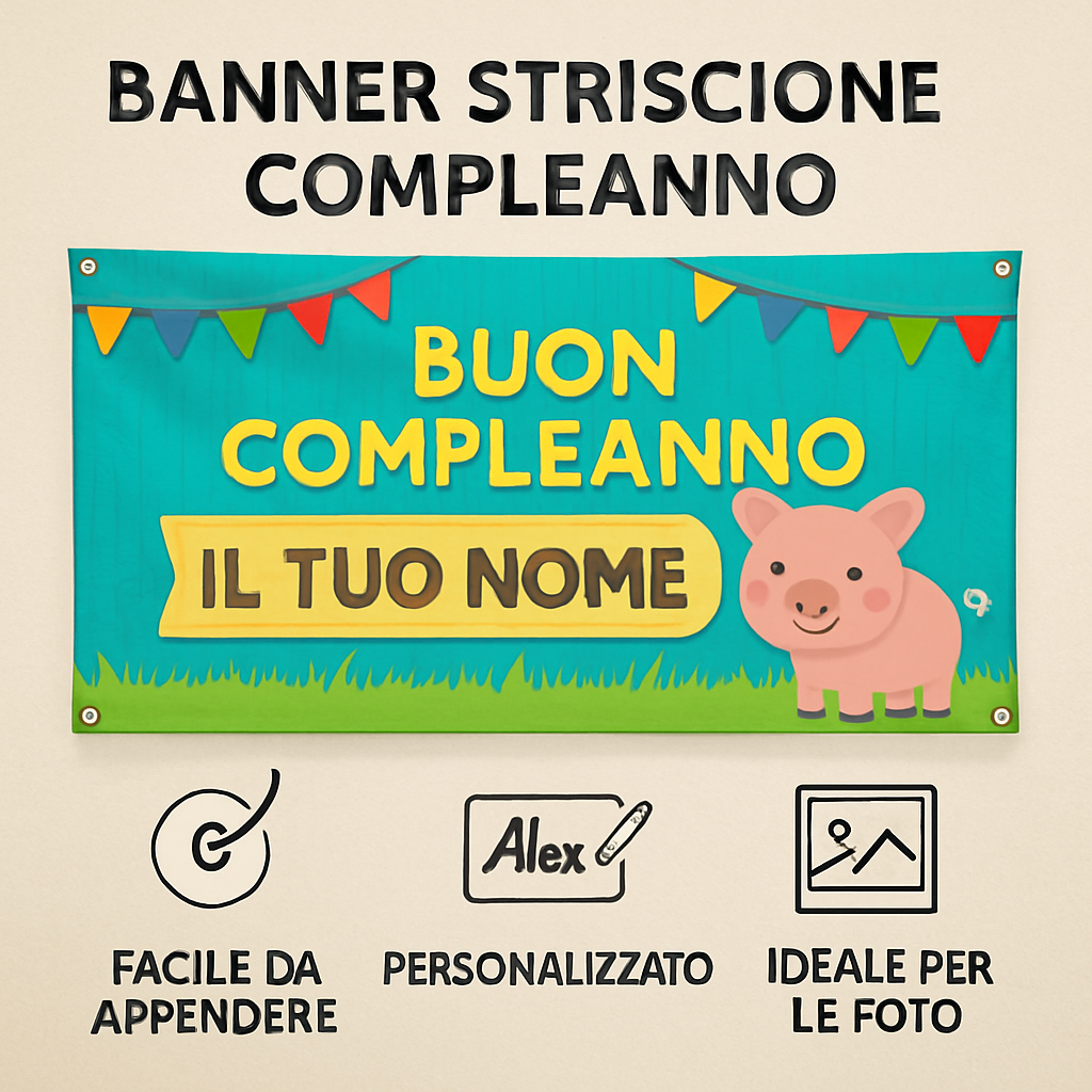 BANNER STRISCIONE compleanno - PEPPA PIG - CON IL TUO NOME bimbo bambino BIMBA - 04 benefici utilizzo