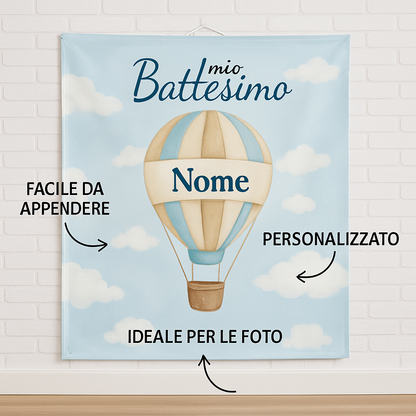BANNER STRISCIONE BATTESIMO - Battesimo Mongolfiera - CON IL TUO NOME bimbo - 04 benefici utilizzo