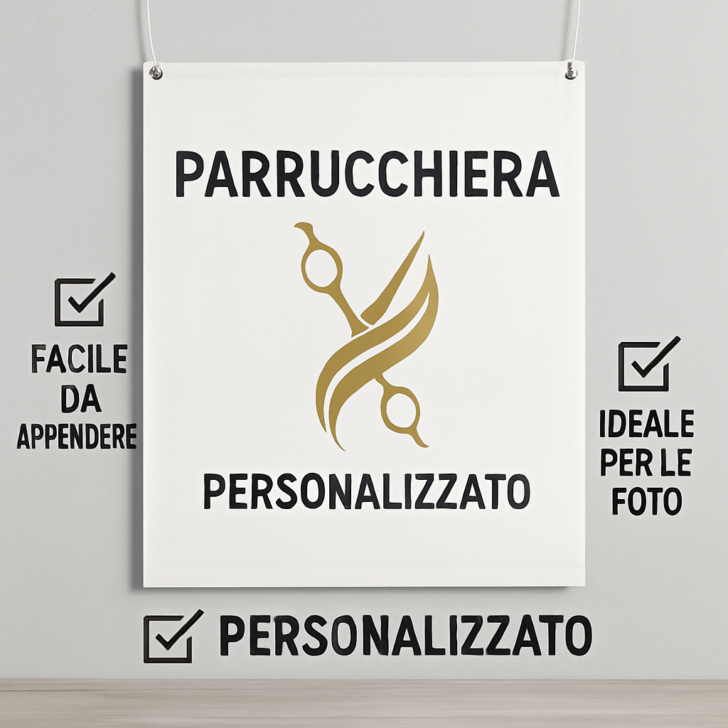 GLOBAL STRISCIONE FONDALE ATTIVITÀ - PARRUCCHIERA MOD 2 - PERSONALIZZATO IN CARTA O IN BANNER PVC ANCHE DA ESTERNO GARANZIA 5 ANNI - 04 benefici utilizzo
