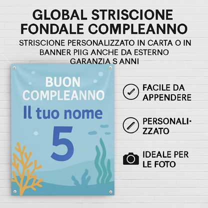GLOBAL STRISCIONE FONDALE COMPLEANNO - Ariel Sirenetta - STRISCIONE PERSONALIZZATO IN CARTA O IN BANNER PVC ANCHE DA ESTERNO GARANZIA 5 ANNI - 04 benefici utilizzo