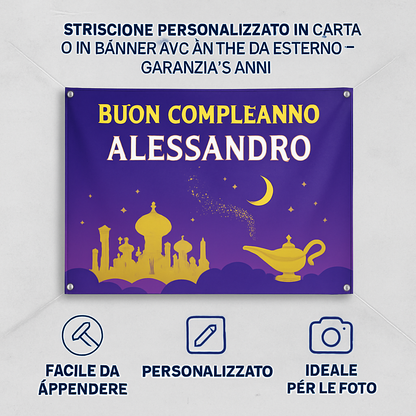 GLOBAL STRISCIONE FONDALE COMPLEANNO - Aladdin - STRISCIONE PERSONALIZZATO IN CARTA O IN BANNER PVC ANCHE DA ESTERNO GARANZIA 5 ANNI - 04 benefici utilizzo