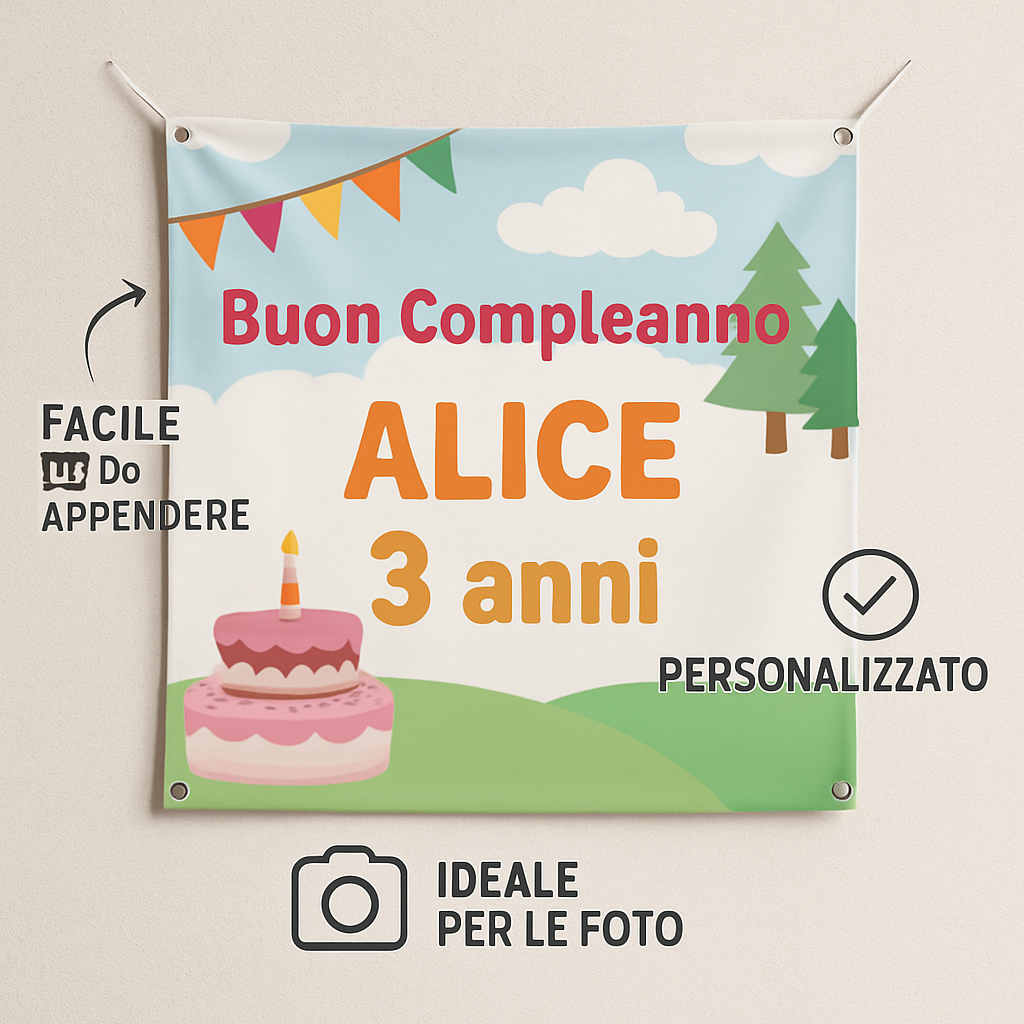 BANNER STRISCIONE compleanno - Masha e Orso Roton - CON NOME ed età bimbo/a - 04 benefici utilizzo