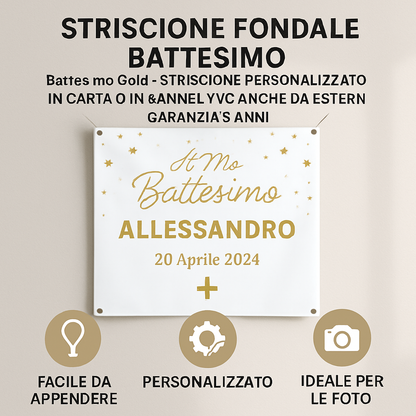 GLOBAL STRISCIONE FONDALE BATTESIMO - Battesimo Gold - STRISCIONE PERSONALIZZATO IN CARTA O IN BANNER PVC ANCHE DA ESTERNO GARANZIA 5 ANNI - 04 benefici utilizzo