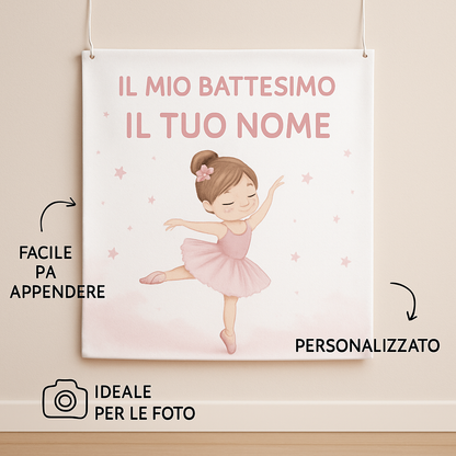 Banner striscione battesimo Ballerina Rosa personalizzato - 04 benefici utilizzo