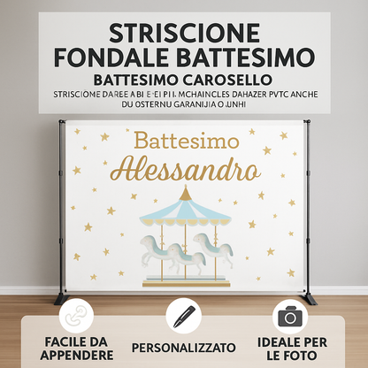 GLOBAL STRISCIONE FONDALE BATTESIMO - Battesimo Carosello - STRISCIONE PERSONALIZZATO IN CARTA O IN BANNER PVC ANCHE DA ESTERNO GARANZIA 5 ANNI - 04 benefici utilizzo