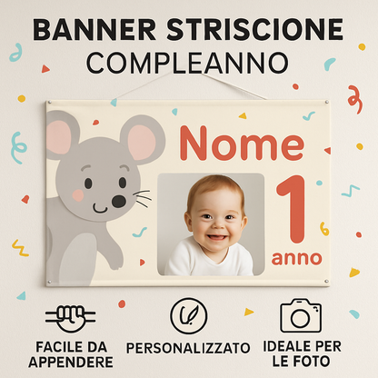 BANNER STRISCIONE compleanno - Mickey Mouse - CON NOME foto ed età bimbo/a - 04 benefici utilizzo
