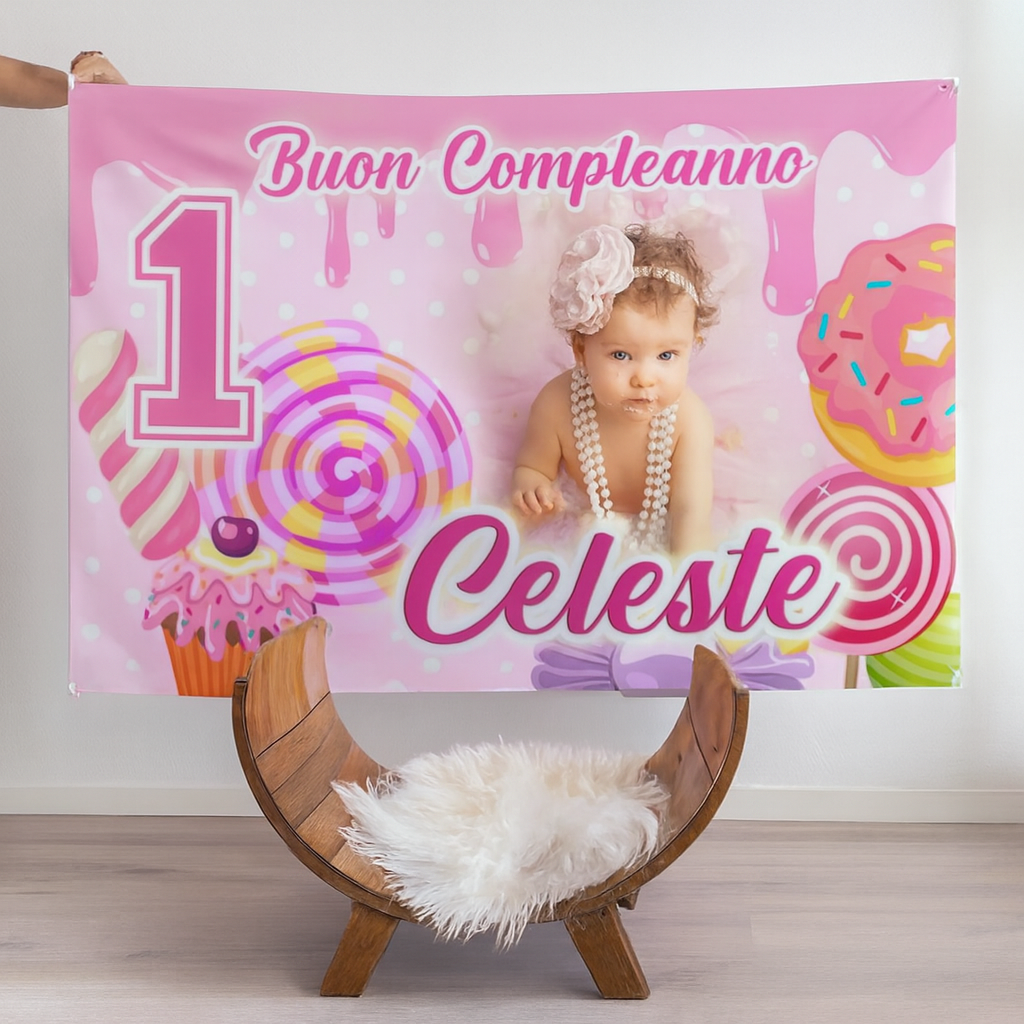 GLOBAL STRISCIONE FONDALE COMPLEANNO - Candy Caramelle - STRISCIONE PERSONALIZZATO IN CARTA O IN BANNER PVC ANCHE DA ESTERNO GARANZIA 5 ANNI - 04 benefici utilizzo