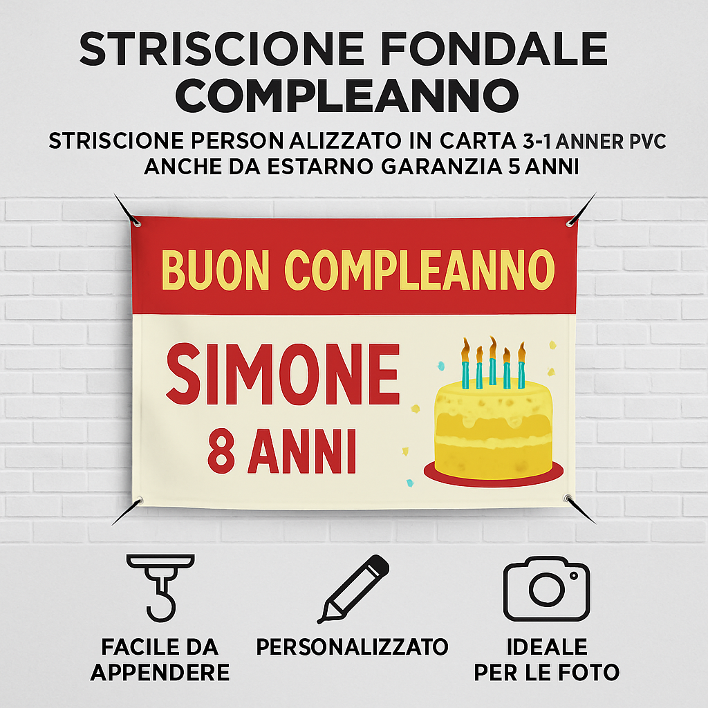 GLOBAL STRISCIONE FONDALE COMPLEANNO - Alvin Superstar - STRISCIONE PERSONALIZZATO IN CARTA O IN BANNER PVC ANCHE DA ESTERNO GARANZIA 5 ANNI - 04 benefici utilizzo