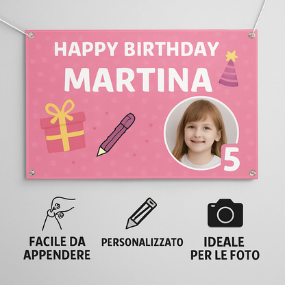 BANNER STRISCIONE compleanno - LOL Surprise - CON NOME foto ed età bimbo/a - 04 benefici utilizzo