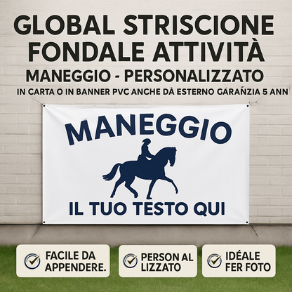 GLOBAL STRISCIONE FONDALE ATTIVITÀ - MANEGGIO - PERSONALIZZATO IN CARTA O IN BANNER PVC ANCHE DA ESTERNO GARANZIA 5 ANNI - 04 benefici utilizzo