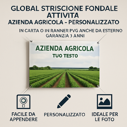 GLOBAL STRISCIONE FONDALE ATTIVITÀ - AZIENDA AGRICOLA - PERSONALIZZATO IN CARTA O IN BANNER PVC ANCHE DA ESTERNO GARANZIA 5 ANNI - 04 benefici utilizzo